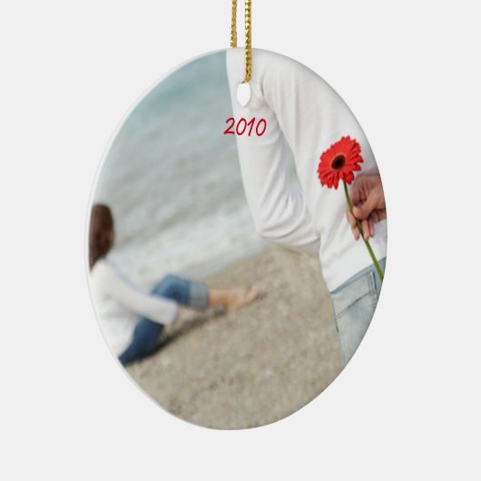 クリスマス結婚の写真とエッフェルタワー セラミックオーナメント (右)