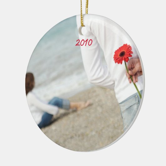 クリスマス結婚の写真とエッフェルタワー セラミックオーナメント (左)