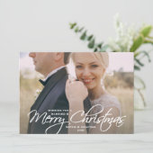クリスマス結婚の写真の新し結婚したいカップル シーズンカード (スタンド正面)