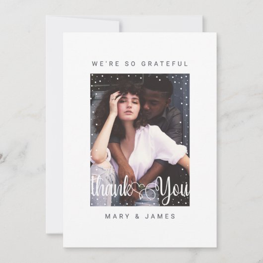 クリスマス結婚の写真カードをありがとう 招待状 (正面)