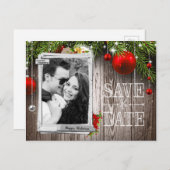 クリスマス結婚の写真日付を保存 案内ポストカード (正面/裏面)