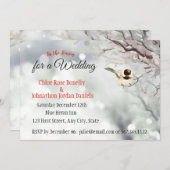 クリスマス結婚の冬の木霜の降りた々の自然 招待状 (正面/裏面)