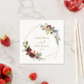 クリスマス結婚の冬の赤いリース水の色 スタンダードカクテルナプキン (インサイチュ)