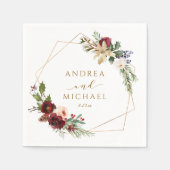 クリスマス結婚の冬の赤いリース水の色 スタンダードカクテルナプキン (正面)