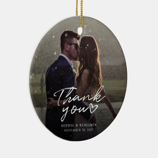 クリスマス結婚の手書写真ありがとう セラミックオーナメント (右)