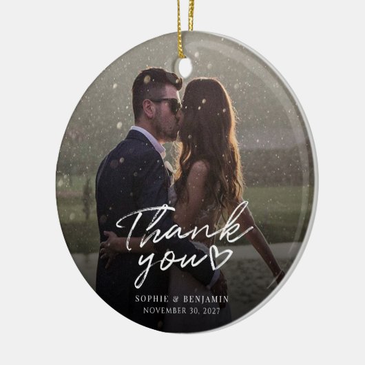 クリスマス結婚の手書写真ありがとう セラミックオーナメント (左)