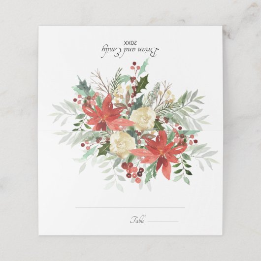 クリスマス結婚の折り畳み座席表 プレイスカード (外部開封)