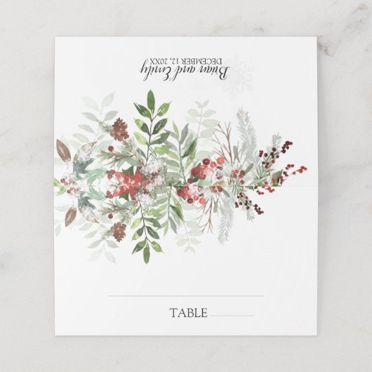 クリスマス結婚の折り畳み座席表 プレイスカード (外部開封)