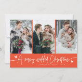 クリスマス結婚の新婚の写真の赤 シーズンカード (正面)