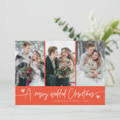 クリスマス結婚の新婚の写真の赤 シーズンカード (スタンド正面)