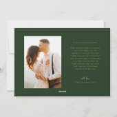 クリスマス結婚の新婚の写真グリーン シーズンカード (裏面)
