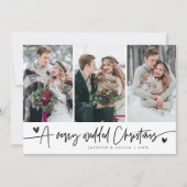 クリスマス結婚の新婚の写真白 シーズンカード (正面)