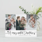 クリスマス結婚の新婚の写真白 シーズンカード (スタンド正面)