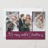 クリスマス結婚の新婚フォトクランベリー シーズンカード (正面)