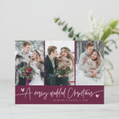 クリスマス結婚の新婚フォトクランベリー シーズンカード (スタンド正面)