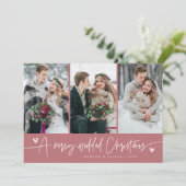 クリスマス結婚の新婚フォトピンク シーズンカード (スタンド正面)