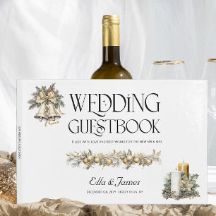 クリスマス結婚の柊の鐘と蝋燭 ゲストブック