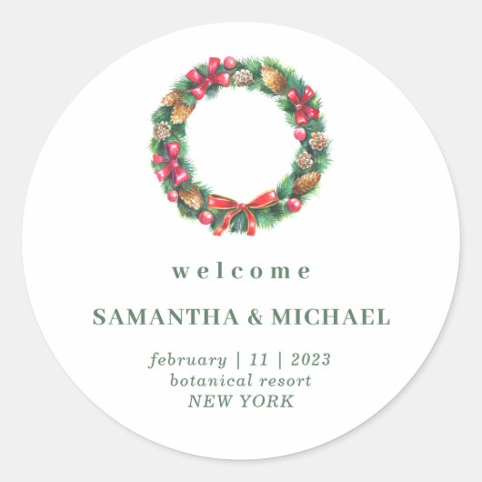 クリスマス結婚の森の秋の冬 ラウンドシール (正面)