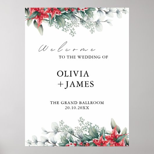 クリスマス結婚の歓迎サイン ポスター (正面)