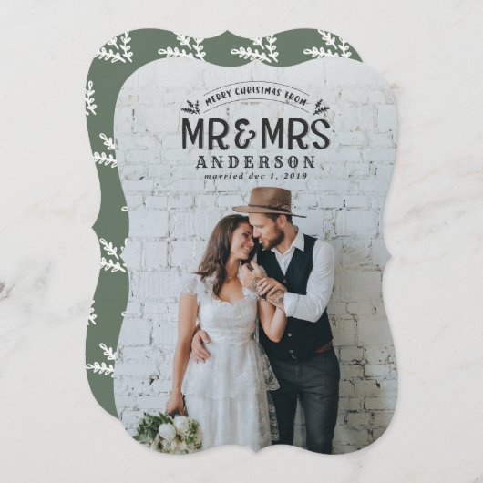 クリスマス結婚の発表写真カード シーズンカード (正面/裏面)