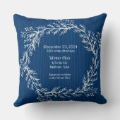 クリスマス結婚の白いチョークのデザインが青 クッション (裏面)