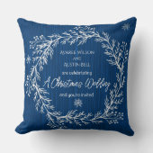 クリスマス結婚の白いチョークのデザインが青 クッション (正面)