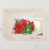 クリスマス結婚の祝日で聖書に指輪が付いている 招待状 (正面/裏面)