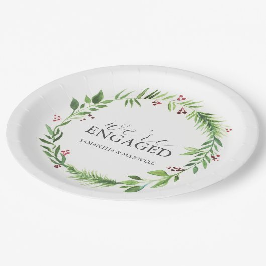 クリスマス結婚の紙プレート水彩リース ペーパープレート (アングル)