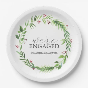クリスマス結婚の紙プレート水彩リース ペーパープレート
