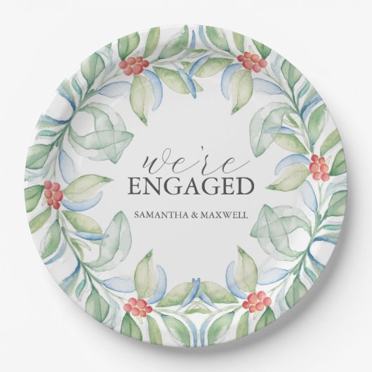 クリスマス結婚の紙プレート水彩リース ペーパープレート (正面)