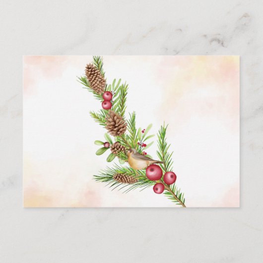 クリスマス結婚の表示ブライダルシャワー エンクロージャーカード (裏面)