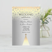 クリスマス結婚の銀と金ゴールドの雪 招待状 (スタンド正面)