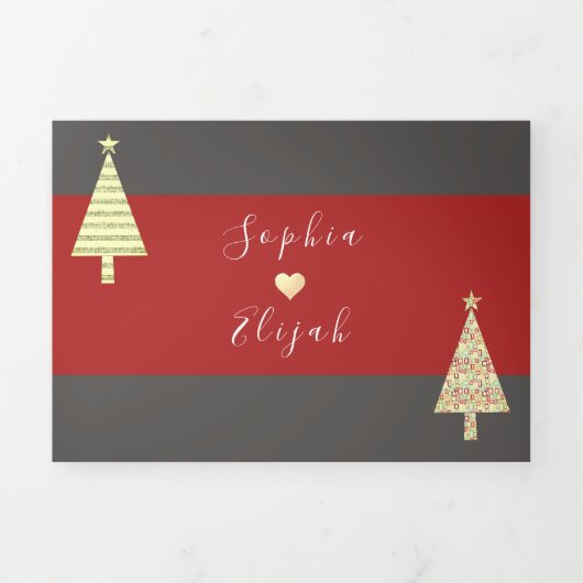 クリスマス結婚の3倍招待状 三つ折り招待状 (カバー)