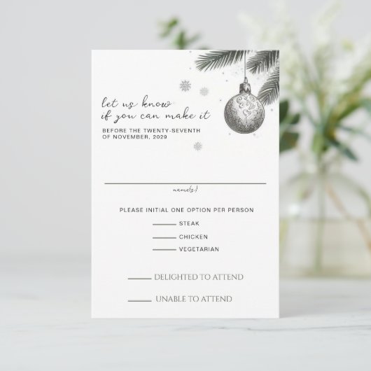 クリスマス結婚の 出欠カード (スタンド正面)