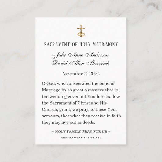 クリスマス結婚カトリック祈りの言葉カード プレイスカード (裏面)