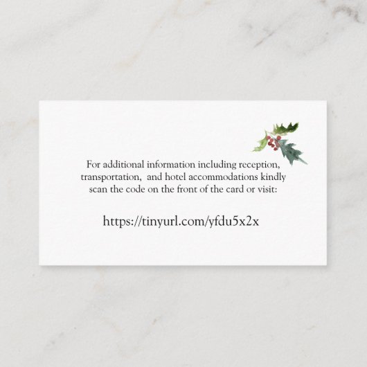 クリスマス結婚シーズンのウェブサイトQRコード エンクロージャーカード (裏面)