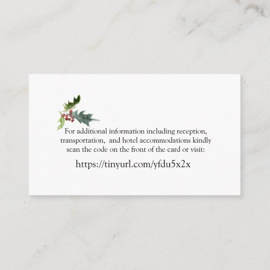 クリスマス結婚シーズンのウェブサイトQRコード エンクロージャーカード (裏面)