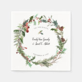 クリスマス結婚シーズンの白 スタンダードカクテルナプキン (正面)