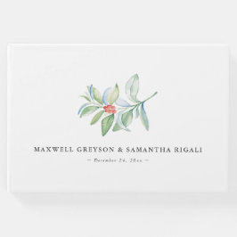 クリスマス結婚ズゲストブックウォーターカラーボタニカル ゲストブック