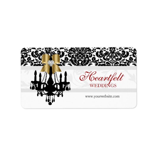 クリスマス結婚ズラベルジュエルボウハートシャンデリア金ゴールド ラベル (正面)