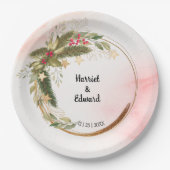 クリスマス結婚ブライダルウェディングレセプション紙P ペーパープレート (正面)
