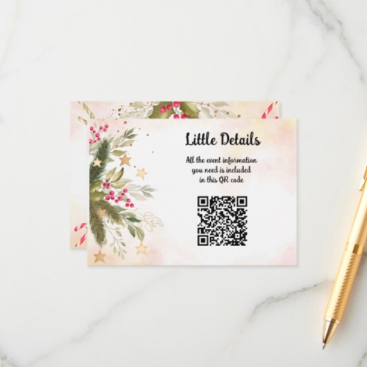 クリスマス結婚ブライダルシャワー結婚詳細 エンクロージャーカード (正面/裏面インサイチュ)