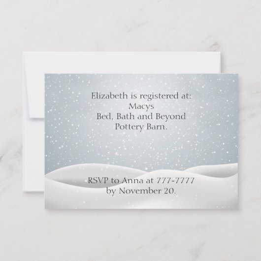 クリスマス結婚ブライダルシャワー 招待状 (裏面)