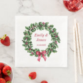 クリスマス結婚リースナプキンパーソナライズされた (インサイチュ)