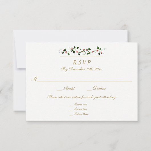 クリスマス結婚休暇の3エントリRSVP応答 出欠カード (正面)