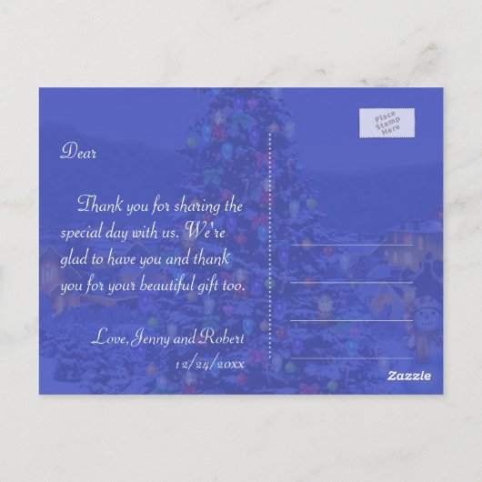 クリスマス結婚休暇感謝していのはがき。 ポストカード (裏面)