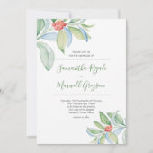クリスマス結婚式招待状ウォーターカラーグリーナリー 招待状 (正面)