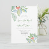 クリスマス結婚式招待状ウォーターカラーグリーナリー 招待状 (スタンド正面)