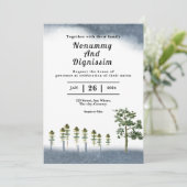 クリスマス結婚式招待状カードツリーデザイン 招待状 (スタンド正面)