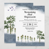 クリスマス結婚式招待状カードツリーデザイン 招待状 (正面/裏面)